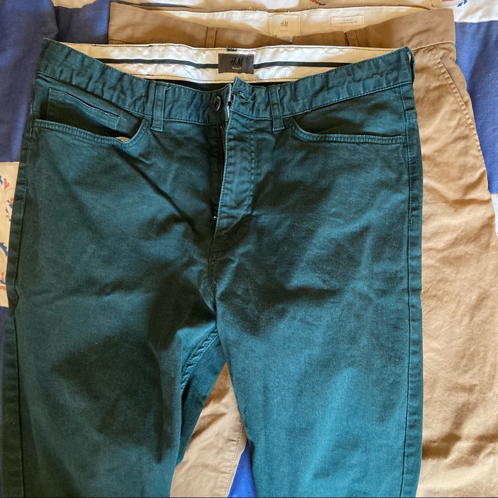 Two pairs men’s pants from H and M, size 30, slim fit
